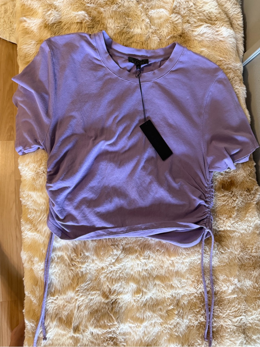 The Range Purple Ruched Side Drawstring Tee Size Small - Picture 2 of 10